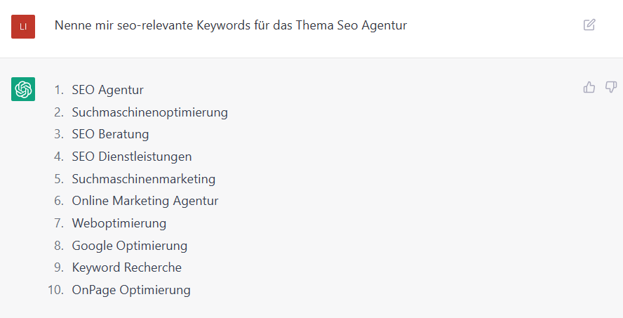 Erfahren Sie, wie Sie mit ChatGPT effektiv Keywords recherchieren können Keywordrecherche mit ChatGPT - Eine Methode zur Optimierung von Suchmaschinen