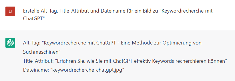 Beispiel für Alt-Tags, Bilder-Title und Dateinamen, erstellt von ChatGPT