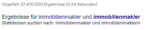 Suchanfrage mit der Paarform auf Google.